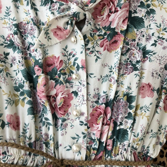 Vintage XS USA Tiered Circle Skirt Floral Buttoned - Picture 10 of 13